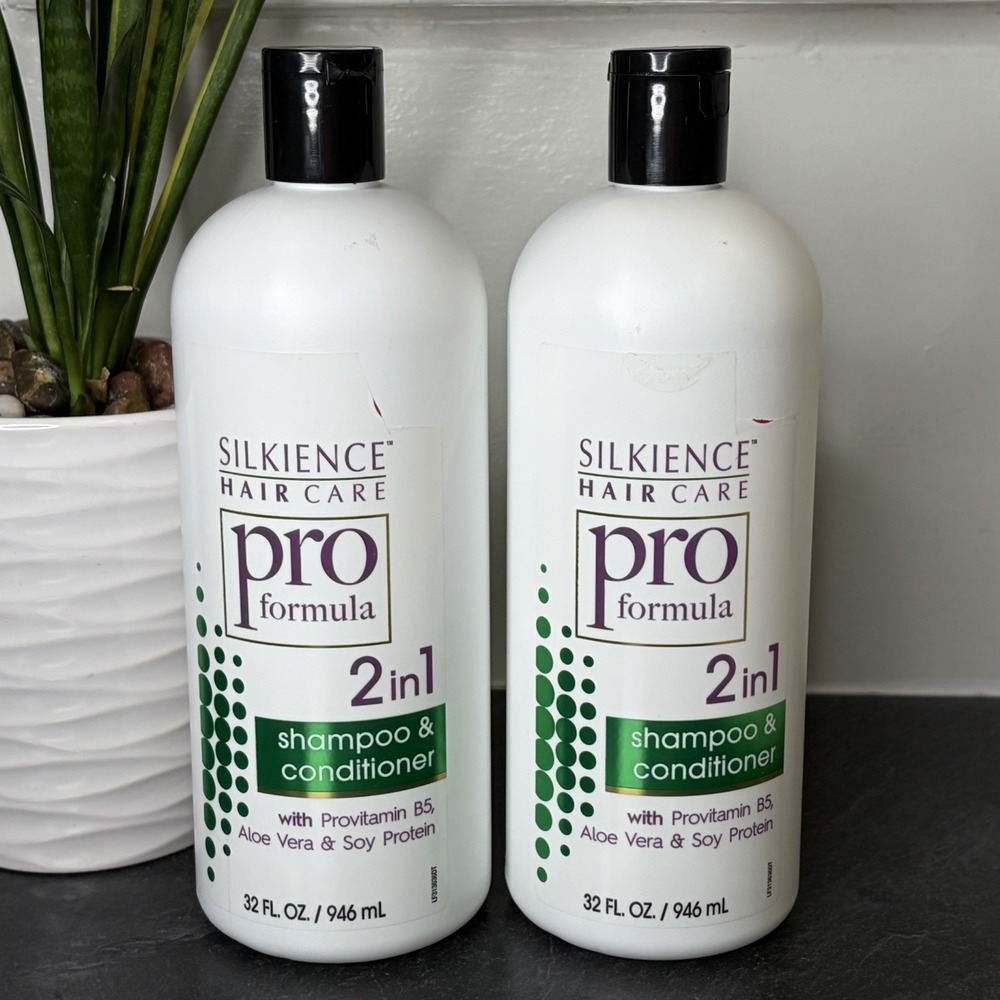 Silkience Pro Formula 2-in-1 Hair Shampoo & Conditioner 32oz Family Sz Lot Of 2